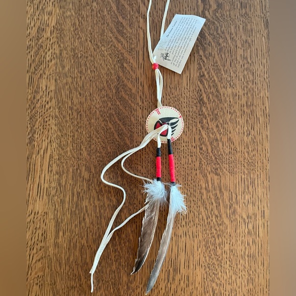 Navajo Deerhide Vintage Handmade Hand painted Dreamcatcher Native American 21” - Picture 3 of 6